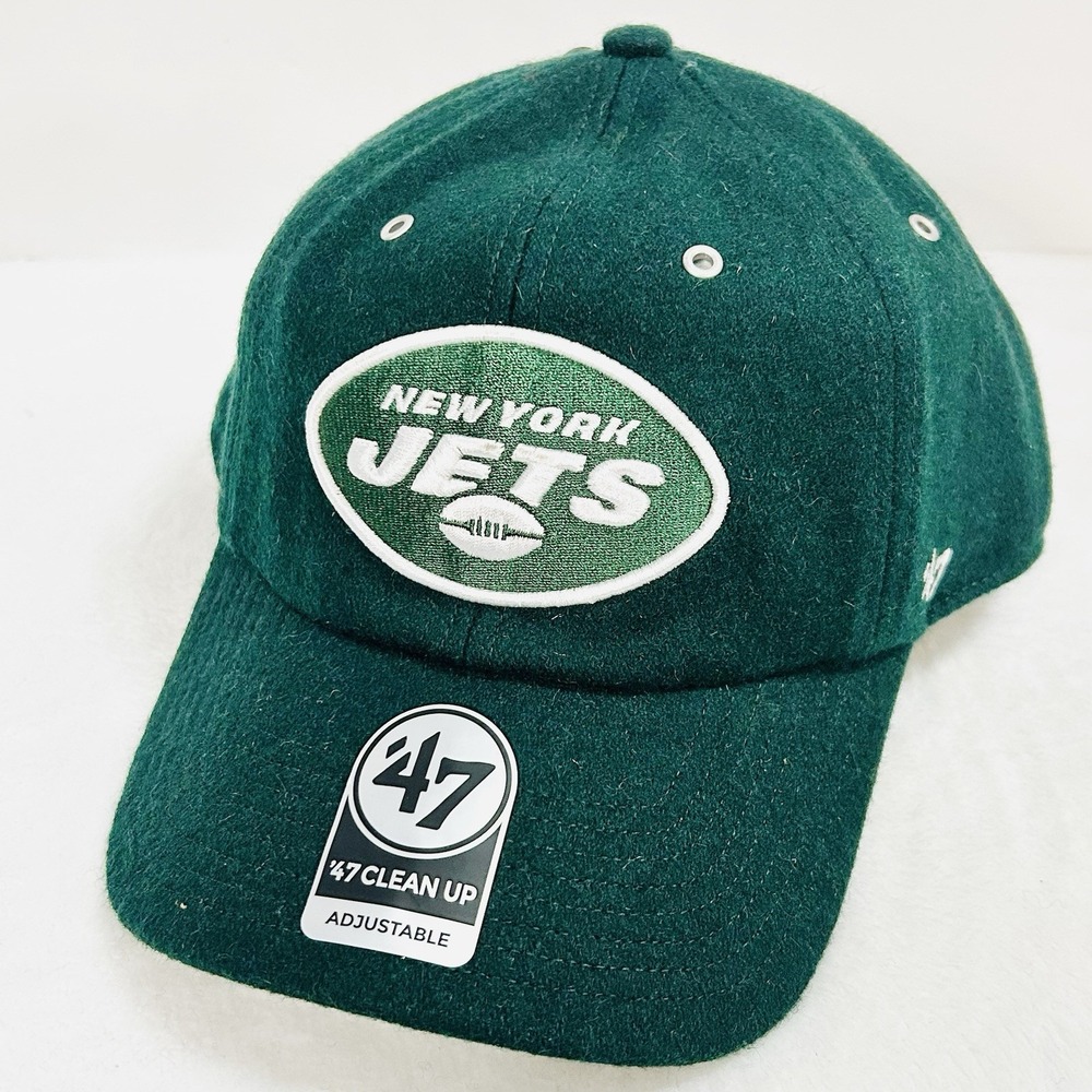 '47‎ Brand New York Jets Wooly Clean Up Hat Cap Adjustable Strap Green NFL